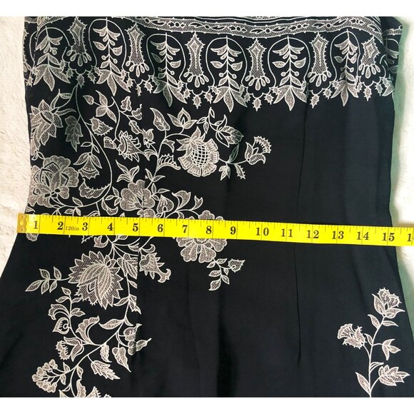 Margaret M made in Canada BOHO taupe cream black MAXI spaghetti strap dress 6 - Picture 5 of 7